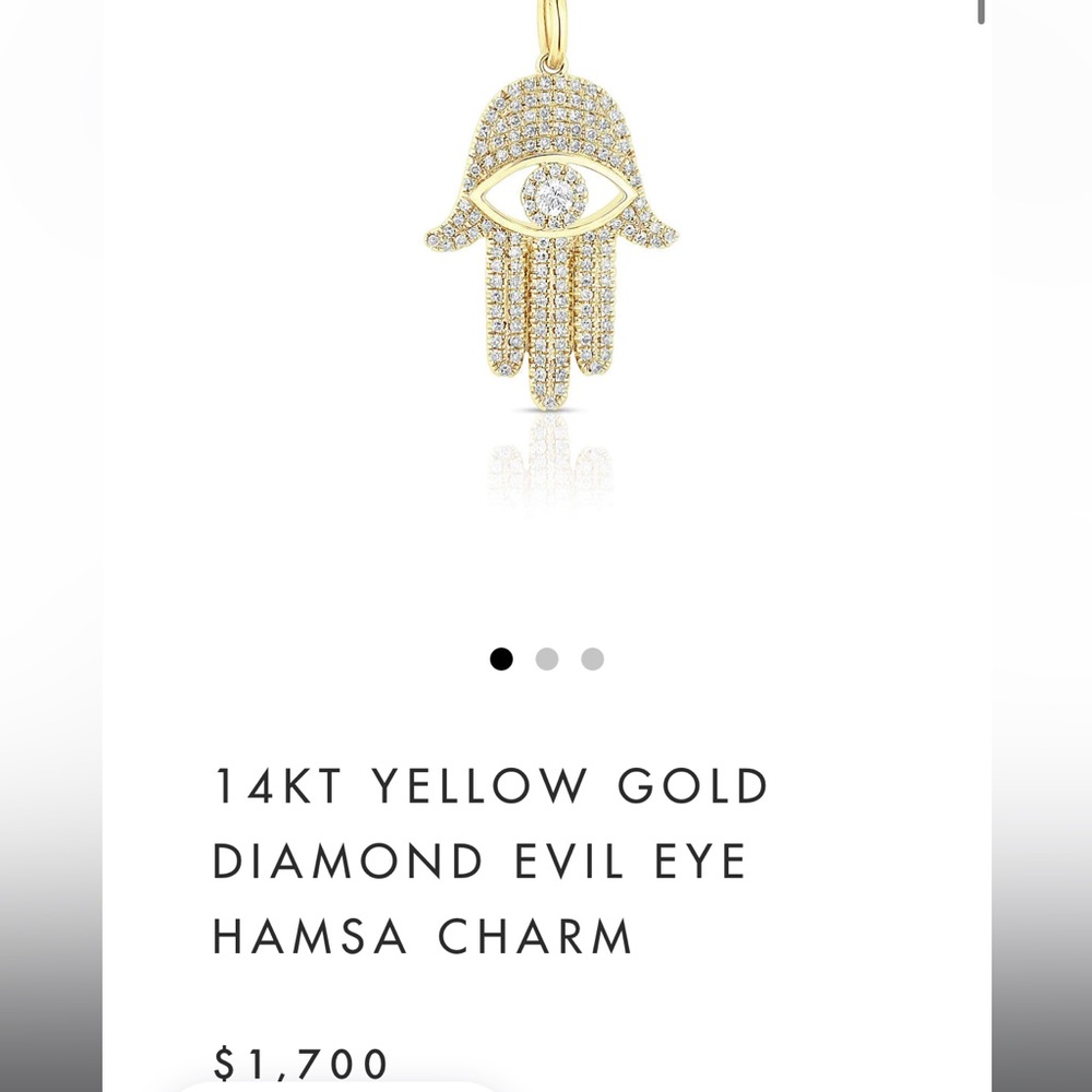 Anne Sisteron 14k YG Diamond Evil Eye Hamsa Pendant, worn once